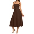 thumbnail image 1 of VEKDONE Women's Casual Split Drawstring Sundress With Straps Brown XXL, 1 of 8