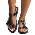 thumbnail image 4 of Styesk Womens Sandals Women's Summer New Large Size Rhinestone Flat Transparent One-line Strap Sandals, 4 of 9