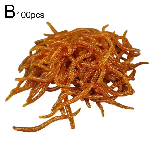 50/100Pcs Silicone Red Worm Soft Lures Earthworm Rubber Baits Shrimp Bass E0M3
