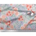thumbnail image 2 of Soimoi Tissu Poly Georgette Rose Imprimé Feuilles & Roses Tissu de Couture BTY 52 Pouces de Large, 2 of 3