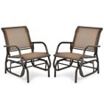 thumbnail image 1 of Patiojoy 2-Piece Outdoor Single Glider Chair Rocking Seating Lounging Chair with Armrest Brown, 1 of 7