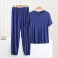 thumbnail image 2 of AherBiu Pyjamas Grande Taille pour Femmes Ensembles 2 Pcs Hauts à Col Ras du Cou Tenues d'Intérieur Ensembles Assortis Pantalons de Pyjama Longs Ensembles de Nuit, 2 of 6