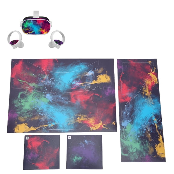 VR Skin Sticker, Removable VR Glasses Protective Stickers For Quest 2 Splash Ink And Color, Dancing,Blue Fire,Loyalty Guan Gong,Spider,Black And White Pawn,Mecha Team,Future