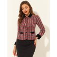 thumbnail image 3 of INSPIRE CHIC Blazer en Tweed à Carreaux Élégant pour Femme en Velours à Col TG Rouge, 3 of 6