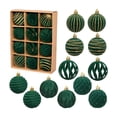 thumbnail image 2 of PEONAVET Christmas Decorations 12 Piece Flocked Christmas Balls Christmas Decoration SetMultiple Styles Of Christmas Tree Decorations Can Also Be Used for Other Party, 2 of 6