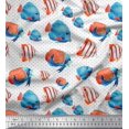 thumbnail image 1 of Soimoi Georgette Viscose Fabric Dot & Fish Ocean Print Fabric by Yard 42 Inch Wide, 1 of 3