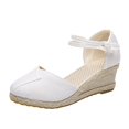 thumbnail image 1 of Sandales Décontractées Rétro à Talon Compensé pour Femmes à Bout Fermé avec Bride à Boucle Espadrilles à Talon Compensé pour Dames, 1 of 9