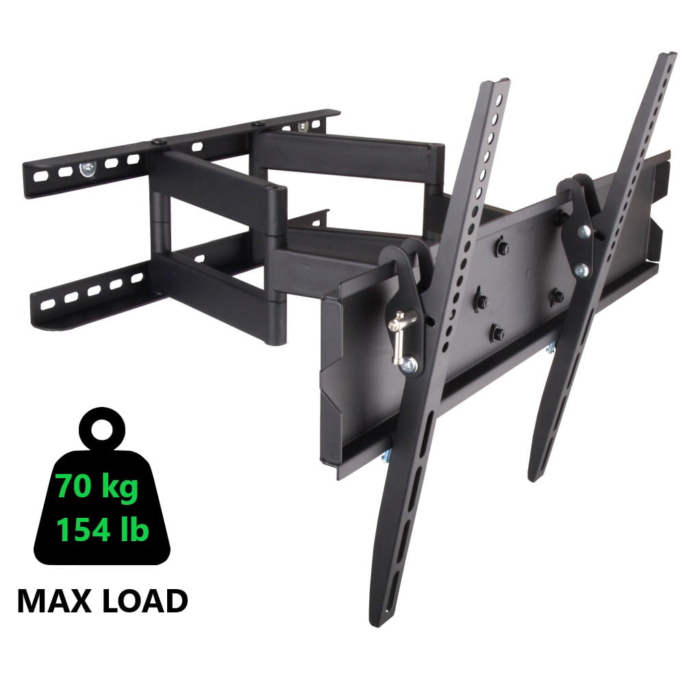 Techly 23" to 55" 2-Arm Full Motion Flat or Curved LCD/LED TV Wall Mount - Tilt +/-12° VESA up to 400x400 mm, Black