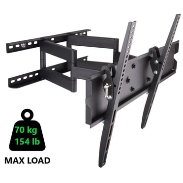 Techly 42" to 70" 2-Arm Full Motion Flat or Curved LCD/LED TV Wall Mount - Tilt +/-12° VESA up to 800x400 mm, White