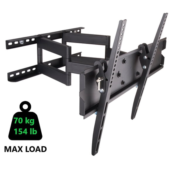 Techly 23" to 55" 2-Arm Full Motion Flat or Curved LCD/LED TV Wall Mount - Tilt +/-12° VESA up to 400x400 mm, Black