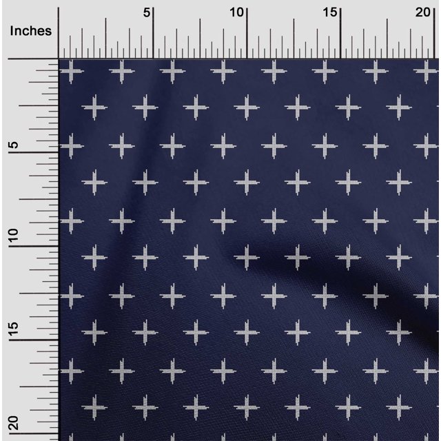 oneOone Cotton Flex Fabric Plus Sign Kasuri Printed Craft Fabric BTY 40 Inch Wide