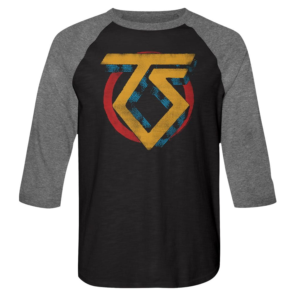 Twisted Sister Vintage TS Logo Vintage Black Heather Raglan T-Shirt