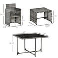 thumbnail image 3 of Outsunny 9 Pieces Wicker Patio Dining Set Outdoor Furniture Set, Grey, 3 of 10