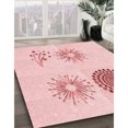thumbnail image 3 of Ahgly Company Tapis d'Intérieur Lavable à la Machine, Carré, Transitionnel, Pastel Rouge Rose, Tapis de Zone, 7 Pieds Carré, 3 of 7