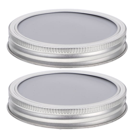 2pcs Wide Mouth Mason Jar Lids Stainless Steel and Silicone Canning Jar Lids Leak Proof Mason Jar Drinking Lids Wide Mouth Canning Lids for Mason Jars