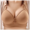 thumbnail image 2 of B91xZ Stay-in-Place Straps Lace Bra Full-Coverage Wirefree Bra Seamless Rib Triangle Bralette,Khaki 42, 2 of 4