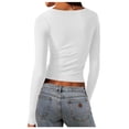 thumbnail image 3 of Timegard Hauts de Sortie pour Femmes Camisoles Col Carré Manches Longues T-Shirt Froncé Automne Décontracté Ajusté Hauts, 3 of 6