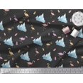 thumbnail image 2 of Soimoi Black polyester Crepe Fabric Feather & Flamingo Bird Printed Fabric 1 Yard 42 Inch Wide, 2 of 3