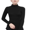 thumbnail image 3 of Hauts de Base Chauds en Modal pour Femmes Coupe Ajustée Col Roulé Simulé Manches Longues Couches de Base Chandails Thermiques, 3 of 5