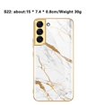 thumbnail image 3 of Full Cover Phone Case Tempered Glass Hard Printed Smartphone Bumper Case Cell Phone Covers Electroplated for S22/22Plus/Ultra Camera Protection Protective  Galaxy S22 ULTRA Golden Thread, 3 of 7