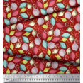 thumbnail image 2 of Soimoi Red Viscose Chiffon Fabric Stripe & Paisley Print Sewing Fabric Yard 42 Inch Wide, 2 of 3
