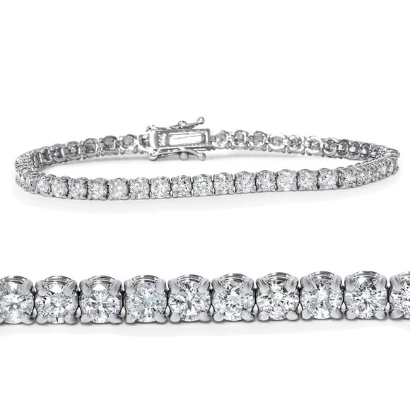 18K White Gold 4 Ct TW Round Cut Natural Real Diamond Women's Tennis Bracelet 7"