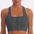 thumbnail image 1 of ylioge Sports Bras for Women Front Closure Zipper High-Impact Ribbed Wireless Push-Up Stretchy Racerback Solid Comfort Workout Underwear Bralettes, 1 of 4