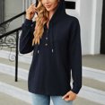 thumbnail image 4 of Yuyuzo Womens Fall Sweatshirts Drawstring V Neck Buttons Long Sleeve Textured Knit Pullover Tops, 4 of 7