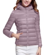 Babysbule 2023 Winter Coats for Women Women's Puffer Jacket Long Sleeve Hooded Zip Up Quilted Lightweight Down Coat Tops Winter With Pockets