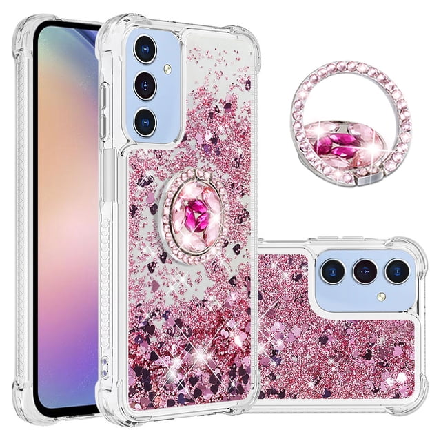Case for FOXDOCK Sansung Galaxy A16 Full Corner Protection Glitter Phone Case with Ring Holder