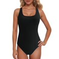 thumbnail image 1 of Women's Athletic Racerback Swimsuit - Color Block Boyleg Bathing Suit - Removable Padding - Nylon/Spandex - S-XXL - Lap Swimming, 1 of 4