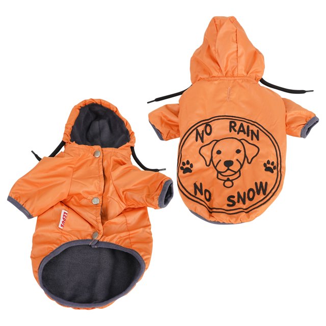 SUSSEXHOME Pets Dog Raincoat with Hood - Full Coverage Dog Rain Jacket with Fleece Lining - Machine Washable Waterproof Raincoat for Dogs - Orange