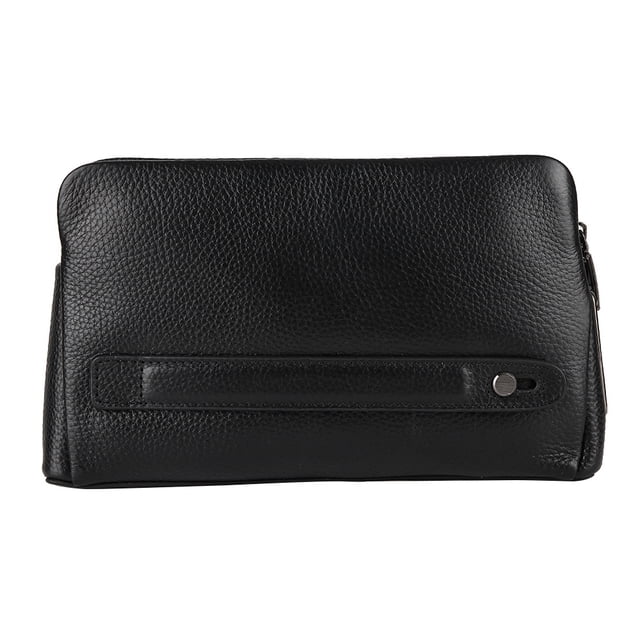 Fipilock FL-V1 Men Zipper Leather Wallet Smart Fingerprint Security Anti Theft Handbag Black