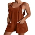 thumbnail image 1 of Women‘s Summer Cotton Linen Short Overalls Casual Loose Fit Bib Overall Shorts Rompers Jumpsuit with Pockets, 1 of 4
