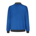 thumbnail image 4 of VINUSLI Veste Zippée pour Femme Légère Décontractée Blouson Bomber à Col Rond Tendance Manches Longues Court Manteau d'Automne avec Poche Bleu,P, 4 of 5