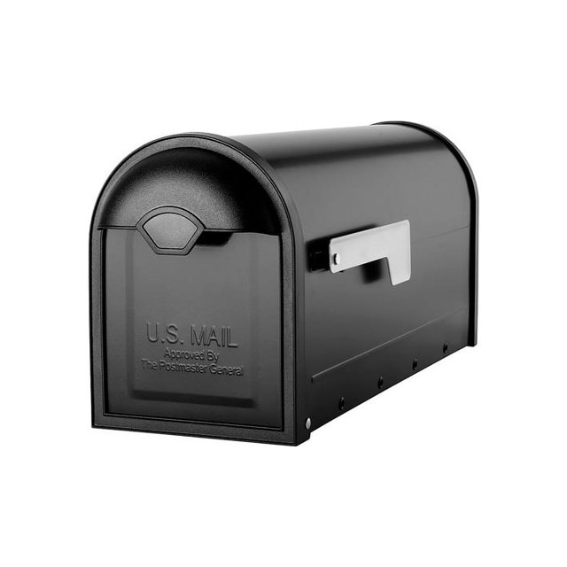 Architectural Mailboxes 8830B-10 Winston Nickel Flag Post Mount Mailbox, Medium, Black