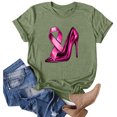 thumbnail image 2 of JIRNDf T-Shirt pour Femmes Hauts Tendance Mode Été Décontracté Manches Courtes Col Rond Impression Cancer du Sein T-Shirts Graphiques Mignons pour Femmes Chemises Vert m, 2 of 4