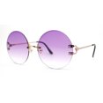thumbnail image 1 of Luxury Designer Style Rimless Hippie Round Circle Lens Sunglasses Gold Purple, 1 of 4