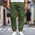 thumbnail image 2 of Dagugfen Mens Cargo Pants Fall Winter High Waist Drawstring Fitting Outdoor Camping Hiking Pants Pockets, 2 of 6