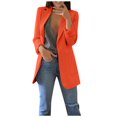 thumbnail image 2 of Meichang Womens Casual Blazers Jackets Solid Color Long Sleeve Open Front Work Office Blazers Slim Fit Lapel Jackets with Pockets Cardigans Plus Size Orange M, 2 of 5