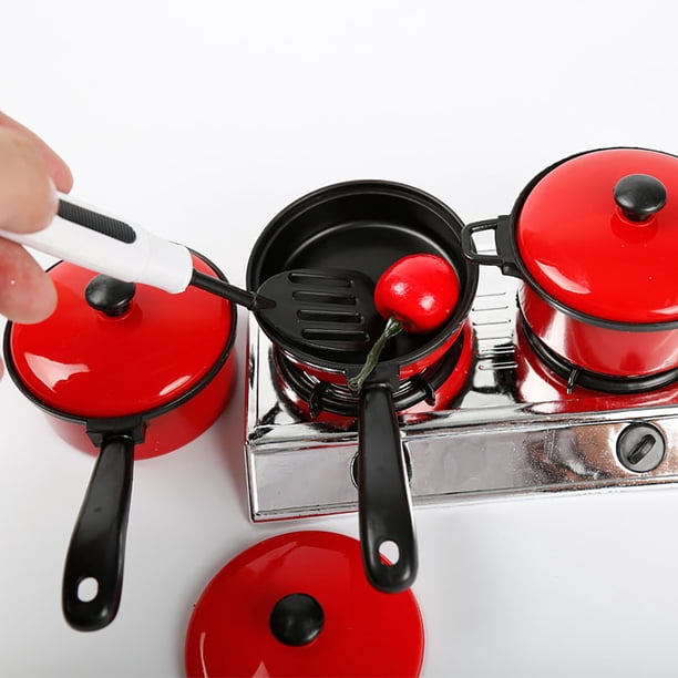 Jouet De Cuisine Pour Enfant – 13 Pièces Ustensiles En Plastique – Casseroles, Plats, Fouet – Dès 3 Ans – Jeu D'Imitation Rouge