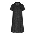 thumbnail image 4 of LOVZFMLL Robe à Pois pour Femme, Nouvelle Collection Printemps/été, Col à Manches Courtes, Robe Longueur Genou, Noir G, 4 of 5