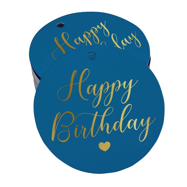 Inkdotpot Pack Of 50 Real Gold Foil Paper Tags Happy Birthday Favor Hang Tags