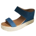 thumbnail image 1 of Women‘s Open Toe Elastic Strap Espadrilles Flatform Wedge Casual Sandal, 1 of 6