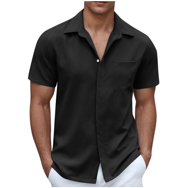 asjyhkr Mens Beach Button down Shirts Casual Stretch Collared Summer Travel Short Sleeve Tops