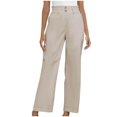 thumbnail image 1 of Timegard Lounge Pants for Women Elastic Waisted Button Straight Leg Ruched Casual Trousers with Pockets, 1 of 5