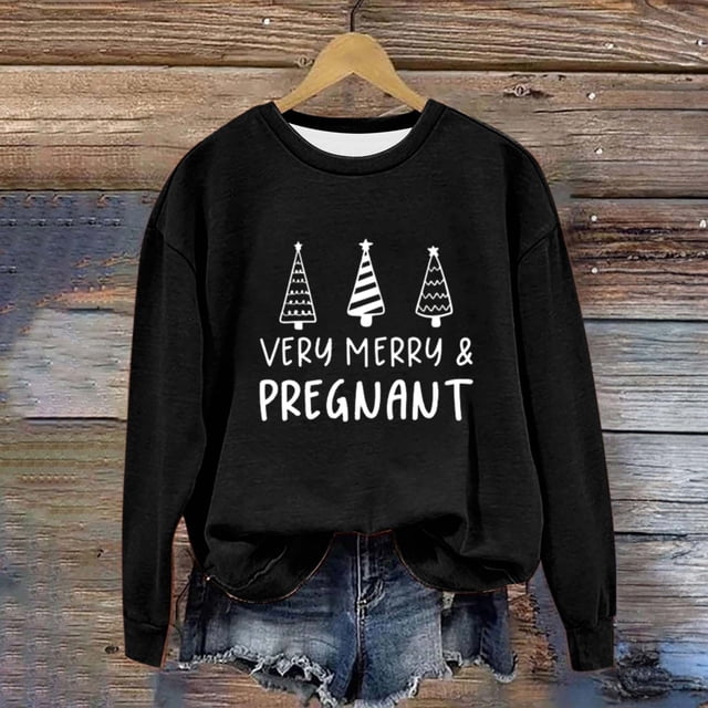 EGNMCR Chandail en Molleton de Noël Col Rond Imprimé Ample Manches Longues Sans Capuche