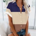 thumbnail image 3 of Birdeem Womens V-Neck Short Sleeves Floral Printed Pattern Casual Tops Blouse Print Shirt, 3 of 5