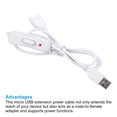 thumbnail image 4 of Unique Bargains USB Extension Cable with ON/Off Switch Extension Power Cords Adapter with LED Indicator White, 4 of 5