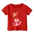 thumbnail image 1 of TZEWGL Hauts pour Enfants Imprimé Graphique Col Rond Manches Courtes Ample pour Filles Garçons Taille 2-3T, 1 of 4